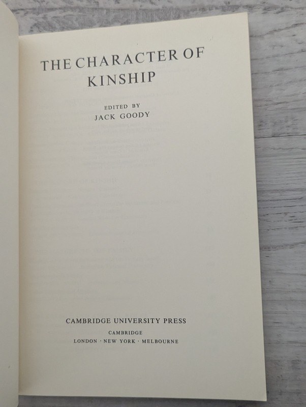 The Character of Kinship; Jack Goody - vintage/VG/PB gallery