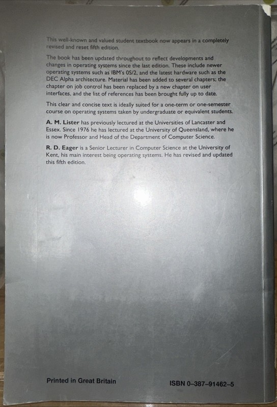 Fundamentals of Operating Systems, Lisyer, 1985, TPB, Ex Library gallery