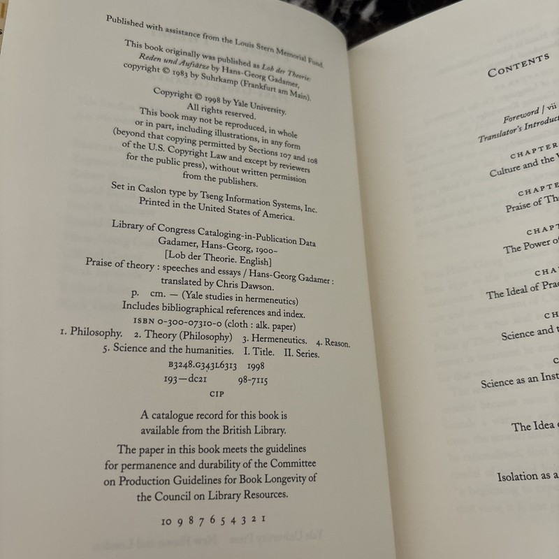 Praise Of Theory: Speeches & Essays By Hans-Georg Gadamer (1999, HCDJ) gallery