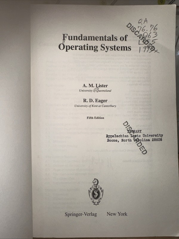 Fundamentals of Operating Systems, Lisyer, 1985, TPB, Ex Library gallery
