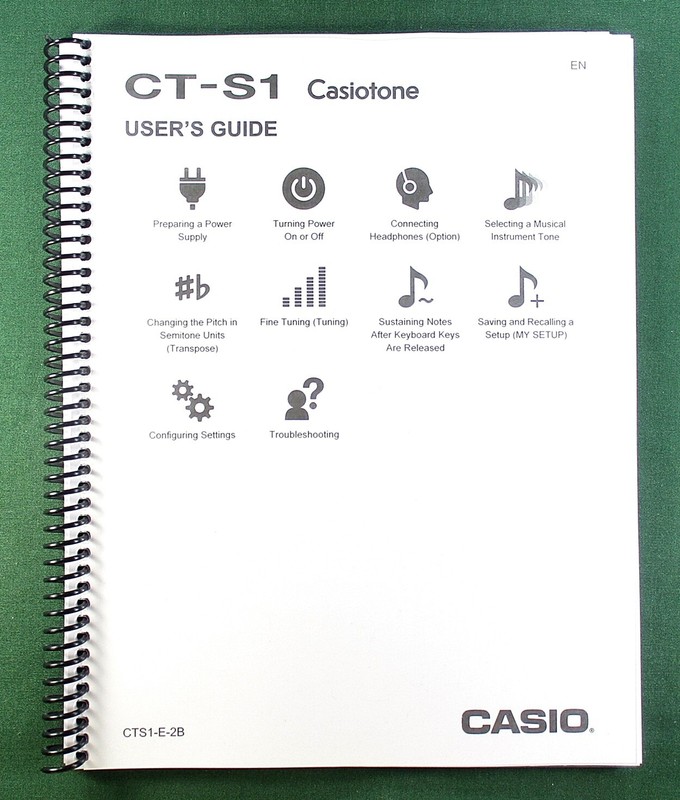 Casio CT-S1 Instruction Manual: 82 Pages Coil Bound & Clear Covers!