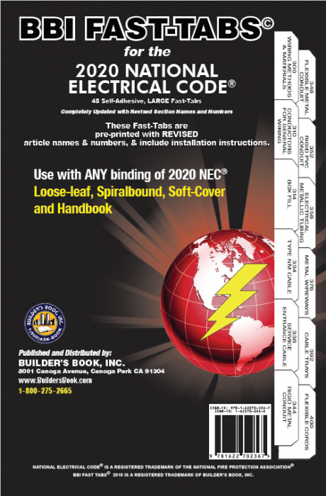 2020 National Electrical Code NEC Fast-Tabs For Soft, Spiral, HB Tabs only