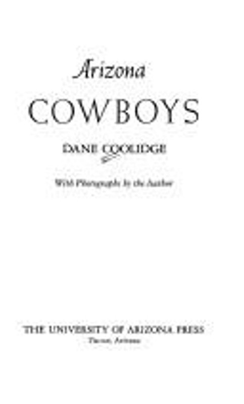 Arizona Cowboys Paperback Dane Coolidge